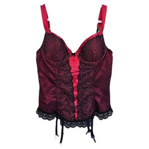 vintage goth grunge red black corset top